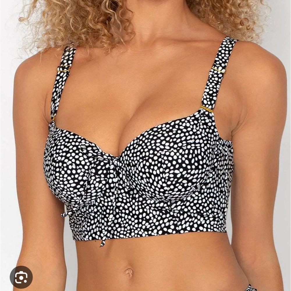 Smart and Sexy SA625 Longline Underwire Bikini Swim Top Pearl Dot New Size‎ 34DD